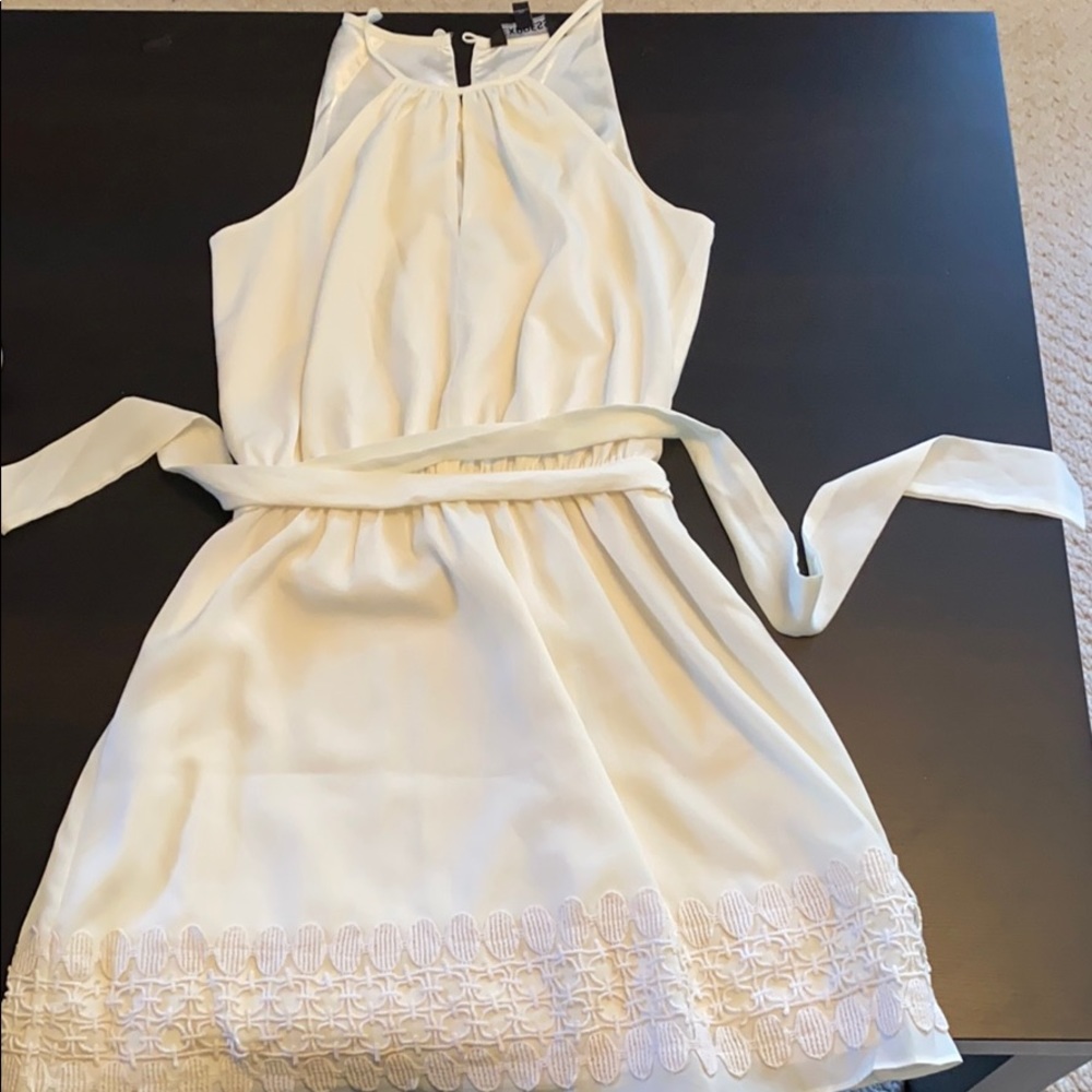White/ Cream A-line embroidered dress